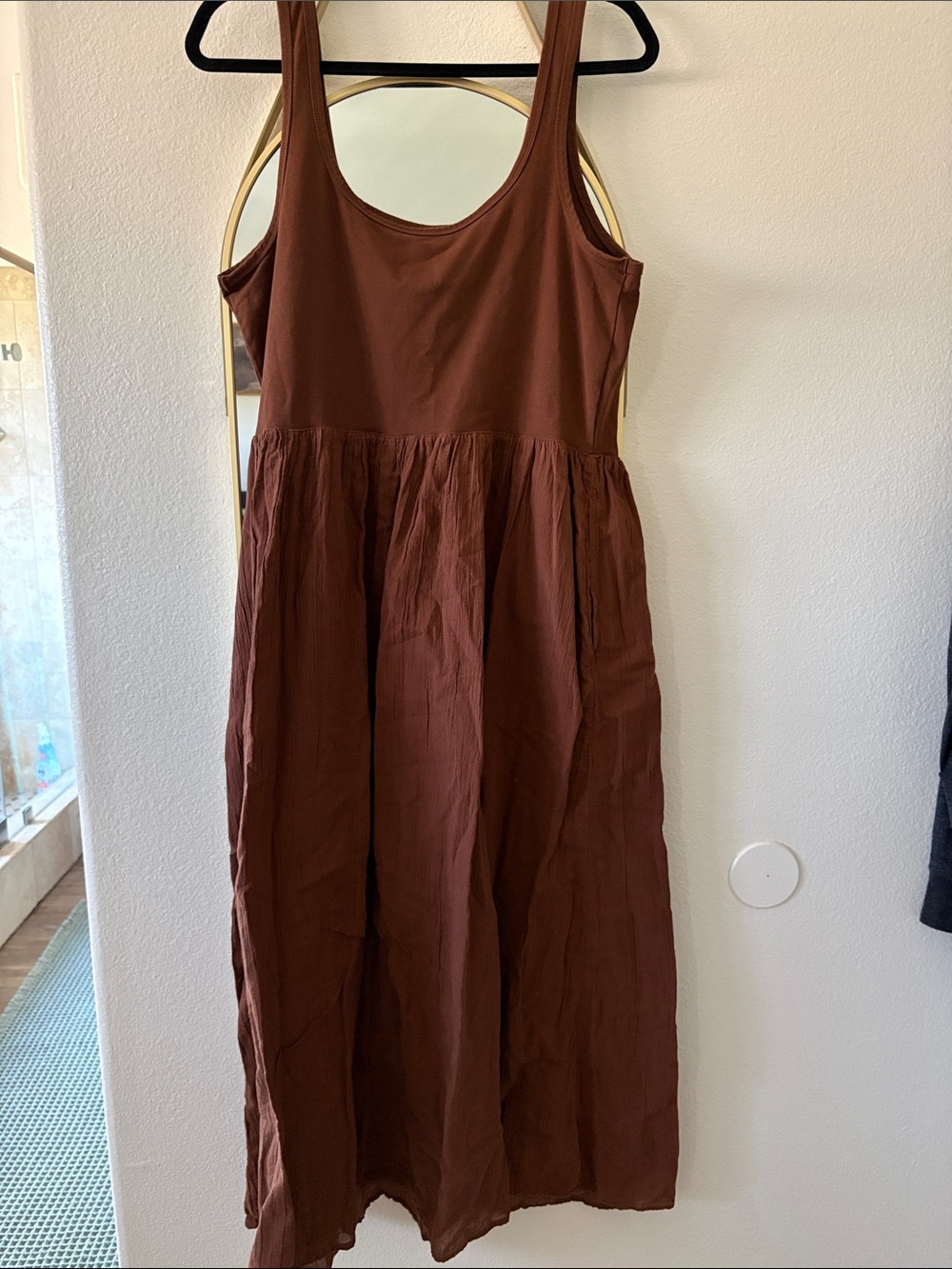 Aerie Sleeveless Midi Dress in Rich Brown - Picture 2 of 5